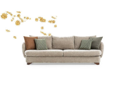 Sofa 3 Sitzer Polstersofa Grau Textill Sitz Design Stoff Modern Couch Sofas Neu