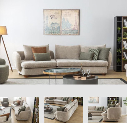 Sofa 3 Sitzer Polstersofa Grau Textill Sitz Design Stoff Modern Couch Sofas Neu