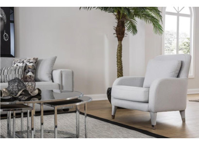 Sessel Sitzer Design Wohnzimmer Polster Holz Polster Moderne Luxus Grau Neu