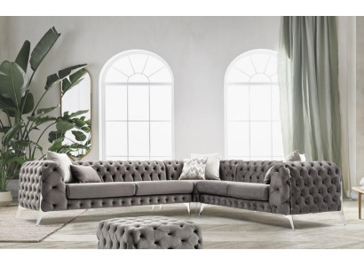 Grau Chesterfield Polstersofa Sofa Ecksofa Garnitur Polster Luxus Ecke Sofas Neu
