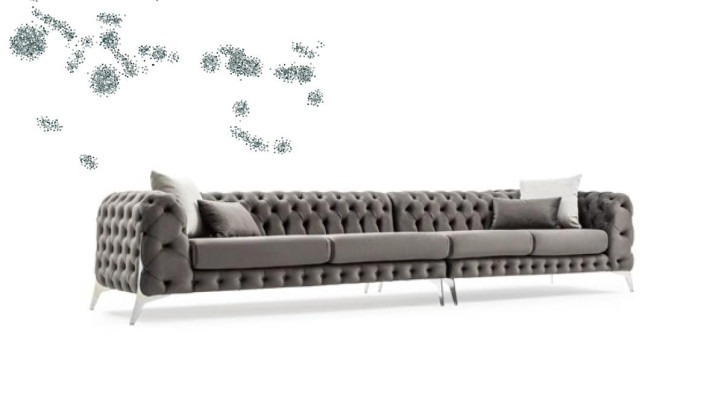 Grau Chesterfield Polstersofa Sofa Ecksofa Garnitur Polster Luxus Ecke Sofas Neu