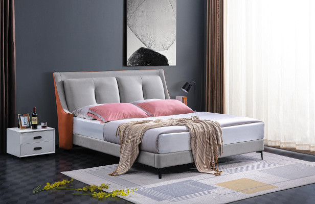 Klassisches Bett Doppelbett Betten Holz Grau Stil Echtes Holz Schlafzimmer Neu