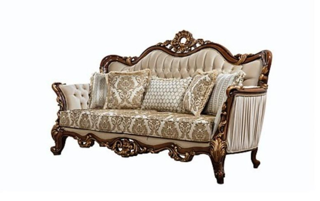 Chesterfield Barock Dreisitzer Möbel Sofa Couchen Stoff Gold Couch