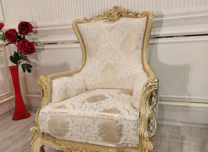 Klassischer Thron Sessel Stuhl Möbel Barock Lehnstuhl Chesterfield Samt