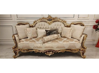 Chesterfield Barock Dreisitzer Couch Möbel Sofa Couchen Stoff Beige