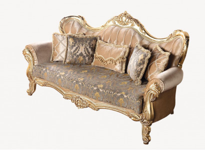 Chesterfield Barock Dreisitzer Couch Möbel Sofa Stoff Gold Couchen