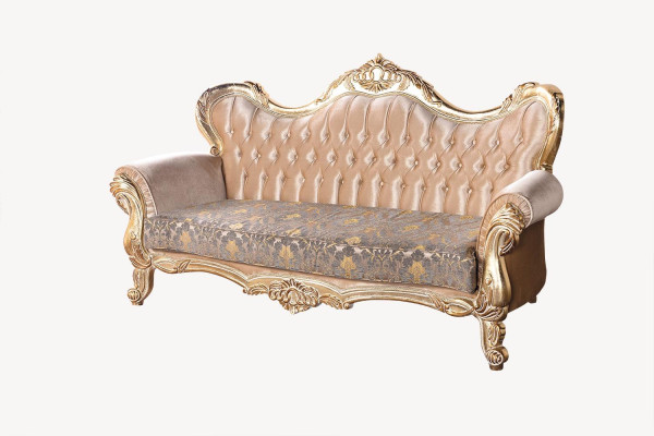 Chesterfield Barock Dreisitzer Couch Möbel Sofa Stoff Gold Couchen