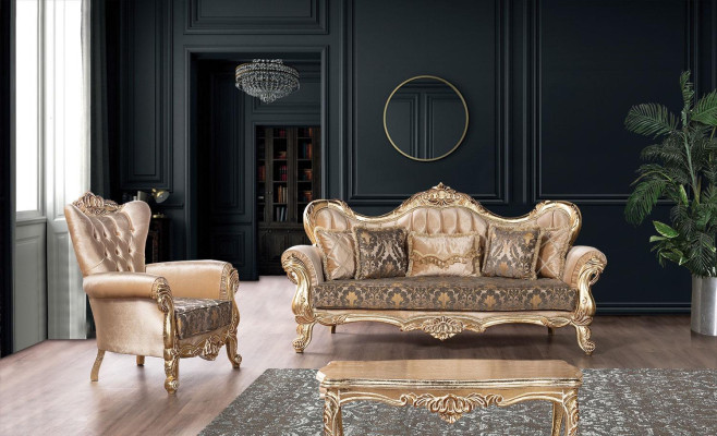 Chesterfield Sofagarnitur Couch Polster Möbel Barock Rokoko Tisch 3tlg