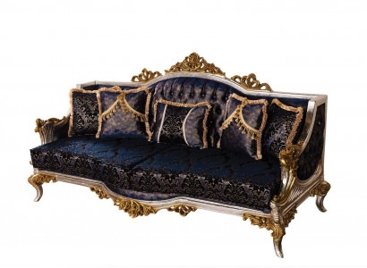 Samt Barock Dreisitzer Couch Goldener Rahmen Sofa Couchen Möbel Neu