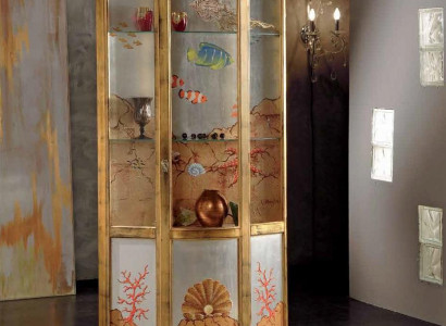 Klassische Vitrine Glas Holz Schrank Vitrine Luxus Möbel Gold Anrichte Italien