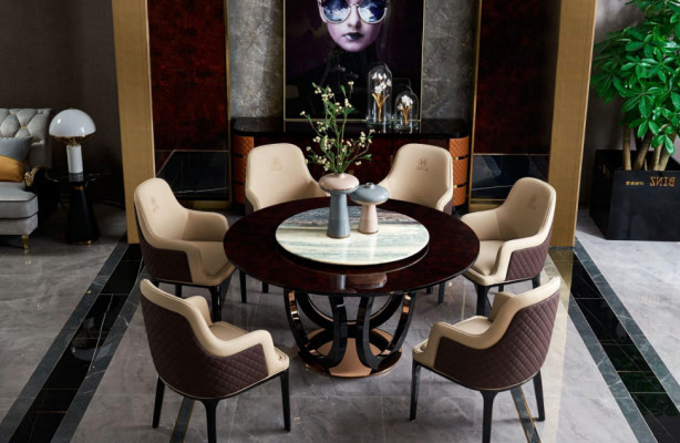 Gruppe Ess Tisch Sitz Wohn Zimmer Garnitur Tische Polster Holz Stuhl