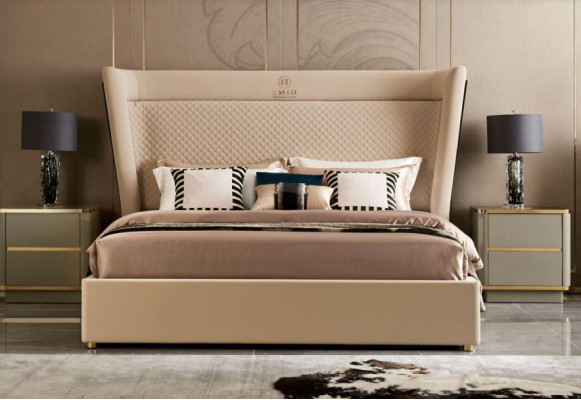 Schlafzimmer Hotel Betten Doppel Bett Design Holz Stoff Betten 180x200cm