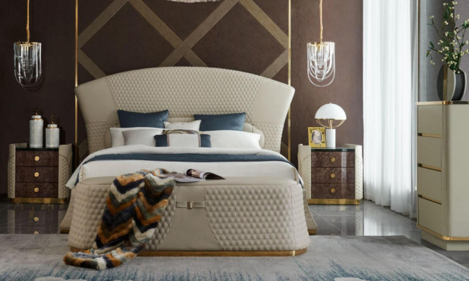 Design Leder Bett Luxus Polster Betten Doppel Schlafzimmer 180x200