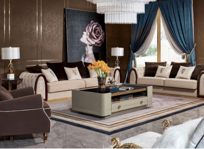 Sofa Chesterfield Beige Sofas Textil Stoff Couchen Luxus Möbel 4 sitzer 295cm