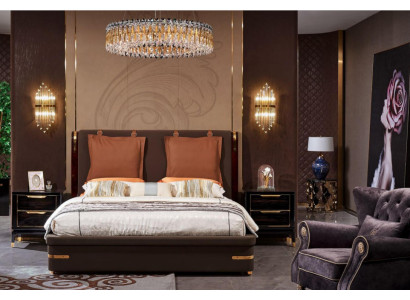 Luxus Schlafzimmer Möbel 3tlg. Komplett Set Bett 2x Nachttische Modernes