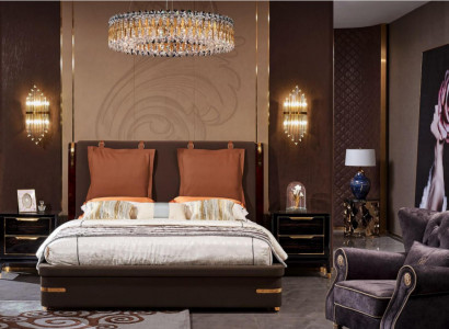 Bett Polster Design Luxus Metall Doppel Betten Ehe Schlaf Zimmer Leder