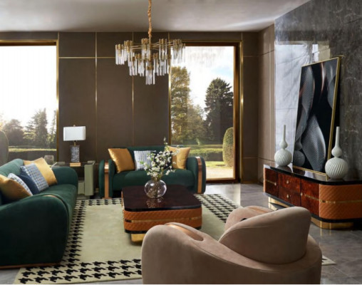 Luxus Sofagarnitur 4tlg. Set Sofa Ledersofa Polster Chesterfield Couch Sofas