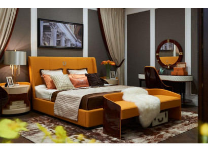 Schlafzimmer 7tlg. Set Luxus Möbel Bett Hocker Spiegel Nachttisch Bettgestelle