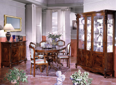 Set Ess Gruppe Holz Kommode Komplett Esstisch Stühle Esszimmer Möbel Italien