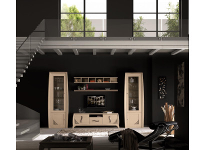 Wohnwände Set Vitrine TV Kommode Wandregale Kommoden Schrank Holz Möbel 5 tlg.