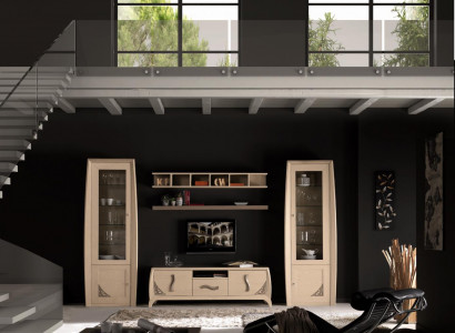 Wohnwände Set Vitrine TV Kommode Wandregale Kommoden Schrank Holz Möbel 5 tlg.