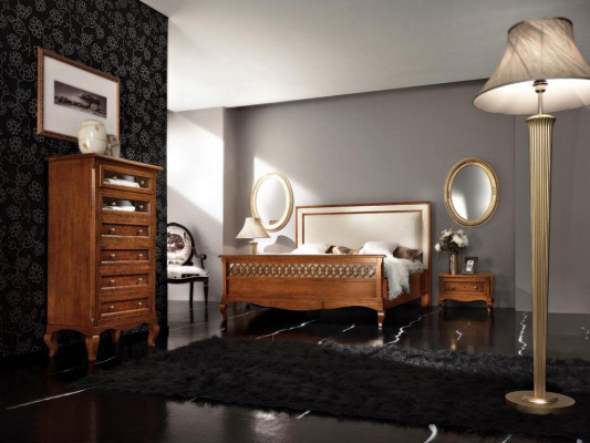 Schlafzimmer Möbel Set Garnitur Italienische Möbel Nachttisch Massives Holz 3tlg
