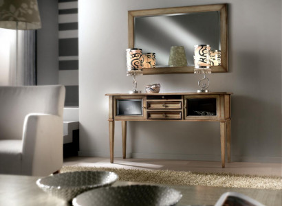 Landhausstil Konsole Schminktisch mit Spiegel Konsolentisch Braun