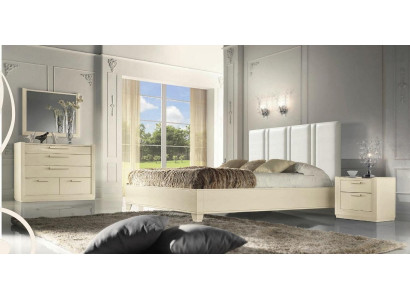 Garnitur Set Schlafzimmer Bett Nachttisch Kommode Spiegel Luxus Holz Design 5tlg