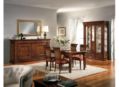 Esszimmer Esstisch Stuhle Kommode Vitrine Gruppe Garnitur Holz Braun 7 tlg. Set