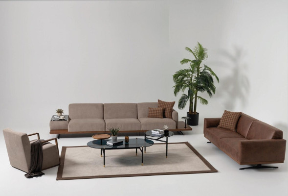 Modernes Ledersofa Sofa 3 Sitzer Design Couch Wohnlandschaft braun