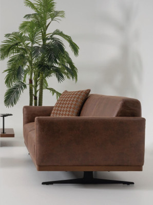 Modernes Ledersofa Sofa 3 Sitzer Design Couch Wohnlandschaft braun