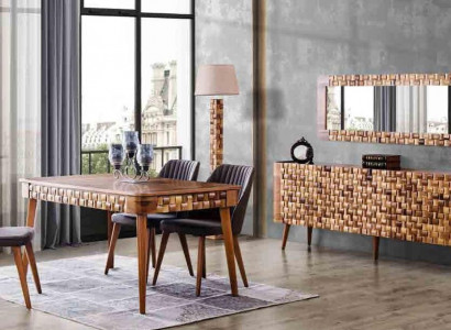 Esszimmer Set Anrichte Esstisch 4x Stuhl Garnitur Tisch Gruppe 7tlg. Sets Modern