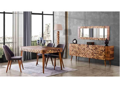 Italienisches Designer Esszimmer Set Garnitur Stuhl Tisch Kommode Gruppe 7tlg.