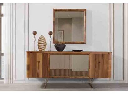 Sideboards Holz Schrank Möbel Kommoden Braun Neu Sideboard mit Spiegel Anrichte