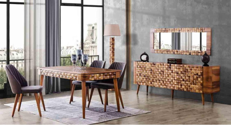 Kommoden Set italienischer Stil Möbel Holz Kommode Spiegel Sideboard Schrank 2er