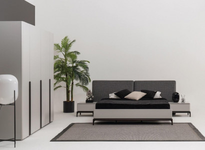 Bett Polster Design Luxus Doppel Hotel Betten Holz Möbel Hellgrau Loft