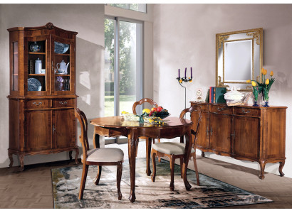 Esszimmer Set 7 tlg. Rund Esstisch 3x Stühle Anrichte Ess Gruppe Holz Tisch Neu