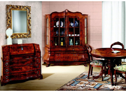 Komplett Set Esstisch 3 Stühle Esszimmer Set Vitrine Kommode 6tlg. Set Barock