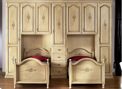 Klassischer Kleiderschrank mit Betten Hotel Einrichtung Bett Schrank Set Möbel