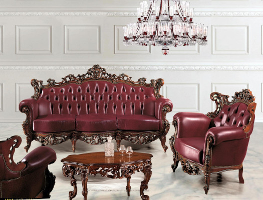 Luxus Möbel Sofagarnitur Couch Sofa Polster 3 + 1 Sitzer Couchtisch Holz 3tlg.