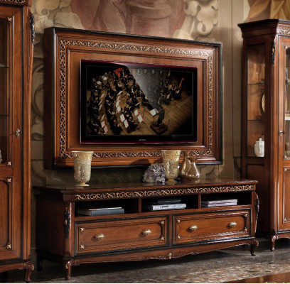 Set 4tlg. Wohnzimmer rtv Vitrine Kommode Couchtisch Holz Luxus Garnitur Gruppe