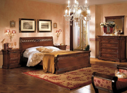 5tlg.Set Schlafzimmermöbel Bett 2 Nachttische Kommode mit Spiegel Braun Neu