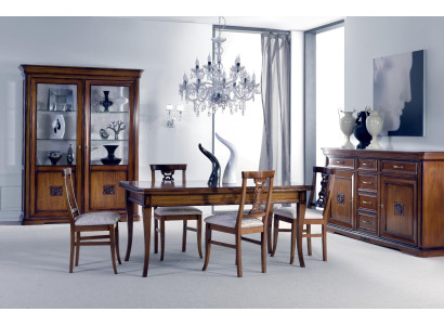 Esszimmer Set 7tlg. Esstisch Stuhle Kommode Vitrine Gruppe Garnitur Holz Braun