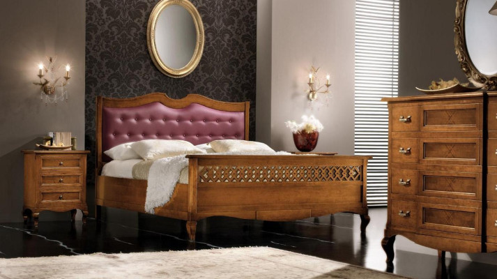 Italienisches Designer Schlafzimmer Bett 2x Nachttische Kommode 4tlg. Set Neu