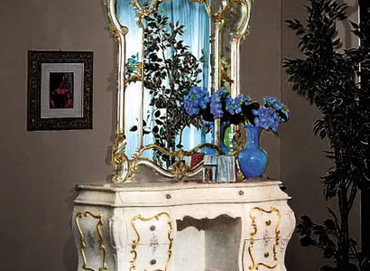 Klassischer Spiegel Schminktisch Konsole Tisch weiß holz Schlafzimmer Möbel 2tlg