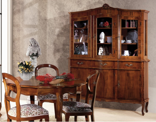 Anrichte Vitrine Sideboard Glasschrank Schrnak Holz Massive Möbel Italien Glas