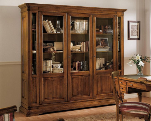 Schrank Regal Wohnzimmer Bücherregal Holz Büroschrank Schränke Vitrine Italien