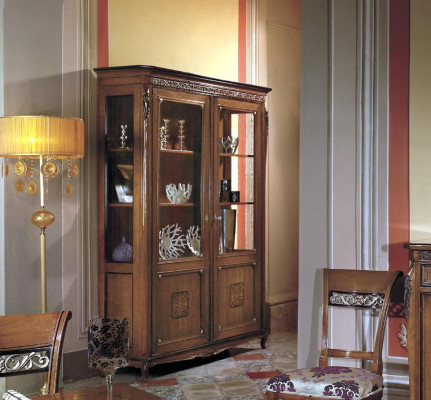 Vitrinen Glas Schrank Echtholz Vitrine Wohnzimmer Möbel Anrichte Massive Holz