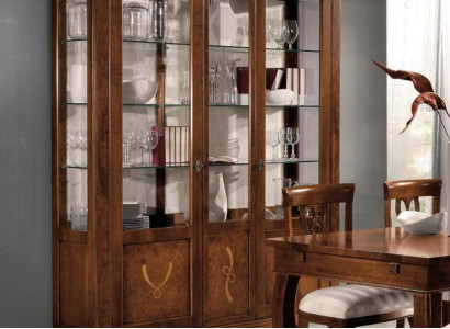 Vitrine Wohnzimmer Möbel Anrichte Massive Holz Vitrinen Glas Schrank Echtholz