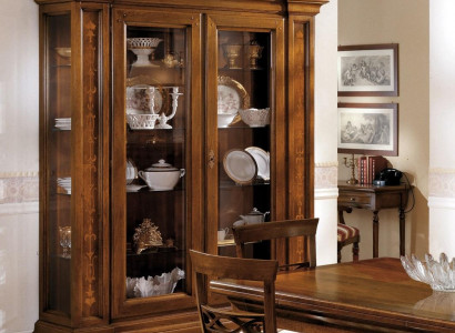 Vitrine 2 Tür Schrank Vitrinen Wohnzimmer Schränke Design Schrank Möbel Glas Neu